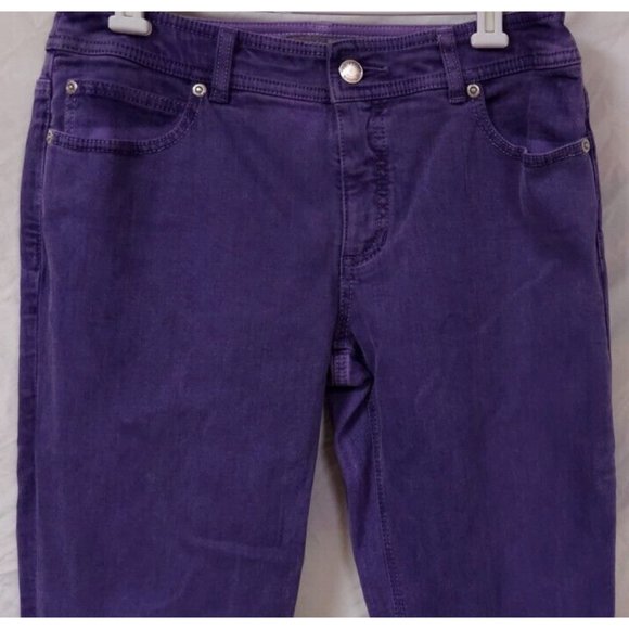 So Slimming By Chico’s Womens 0.5 Purple Tapered Stretch Mid Rise Jeans 30X31 - Picture 2 of 10